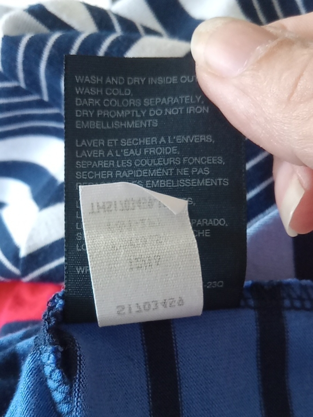 Tommy Hilfiger Navy, White & Coral Striped Asymmetric Hem Dress - Picture 4 of 5